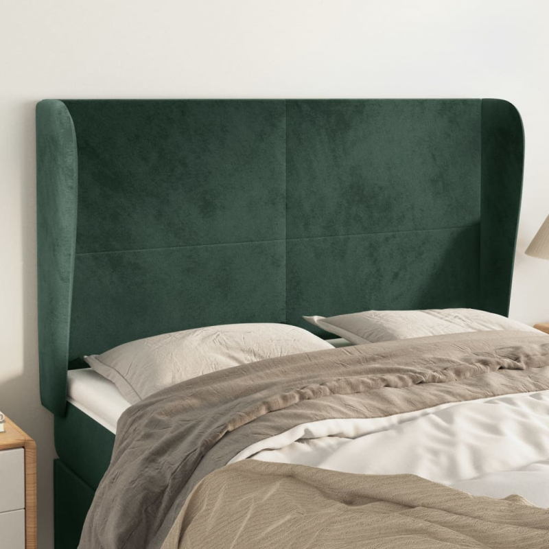 Kopfteil mit Ohren Dunkelgrün 147x23x118/128 cm Samt