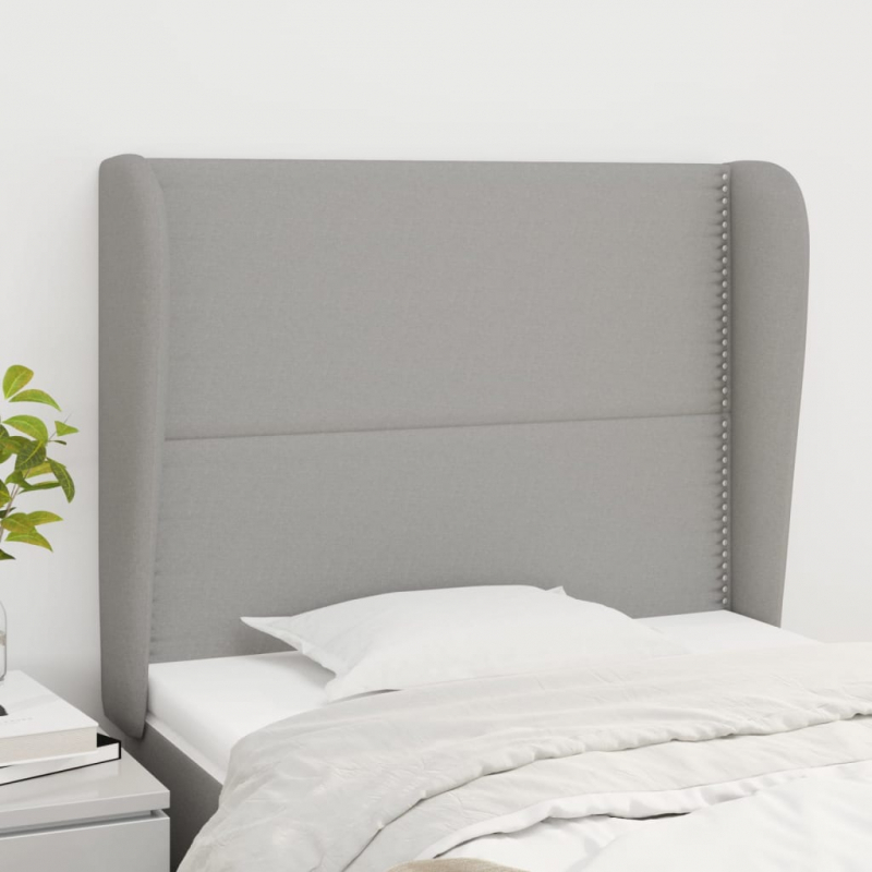 Kopfteil mit Ohren Hellgrau 103x23x118/128 cm Stoff