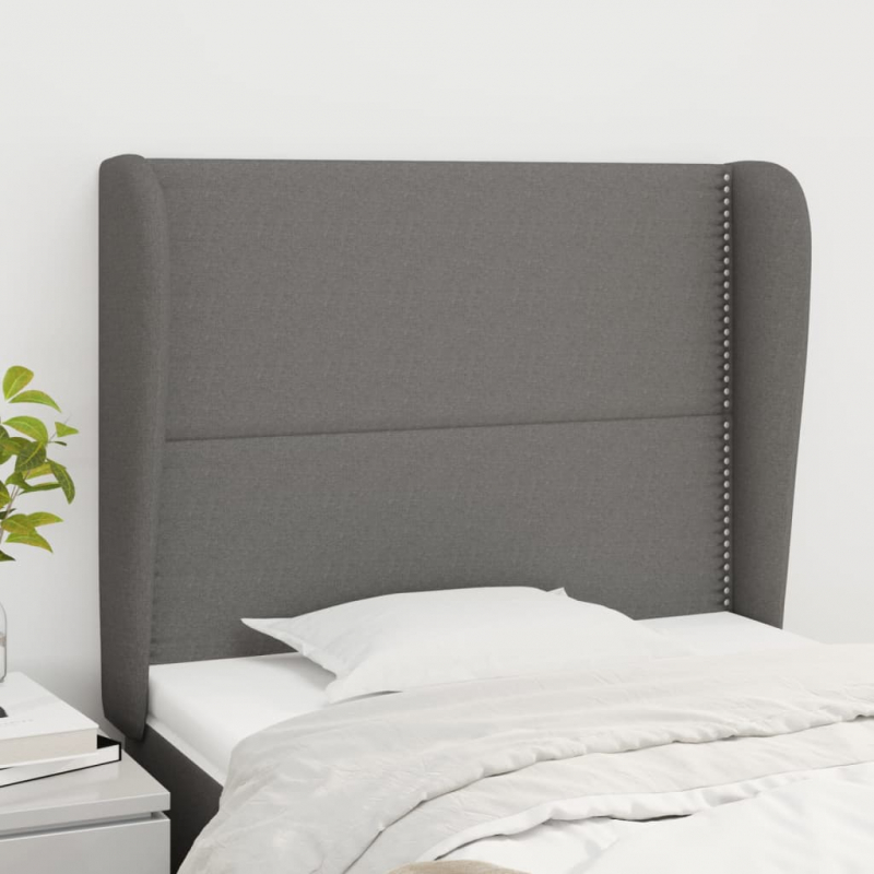 Kopfteil mit Ohren Dunkelgrau 103x23x118/128 cm Stoff