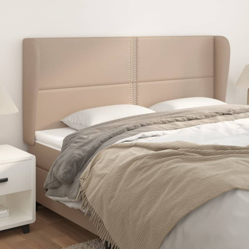 Kopfteil mit Ohren Cappuccino-Braun 183x23x118/128cm Kunstleder