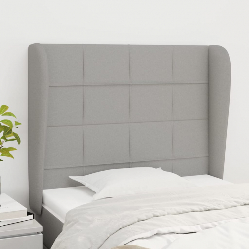 Kopfteil mit Ohren Hellgrau 103x23x118/128 cm Stoff