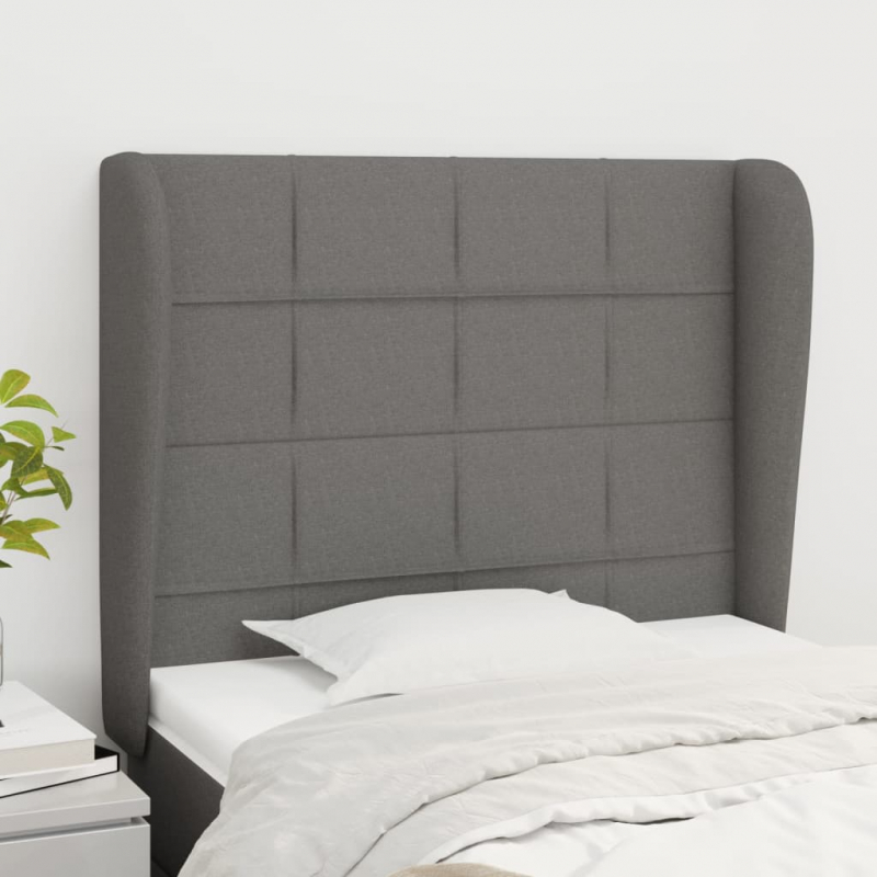 Kopfteil mit Ohren Dunkelgrau 103x23x118/128 cm Stoff
