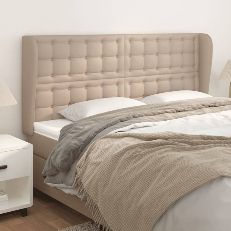 Kopfteil mit Ohren Cappuccino-Braun 163x23x118/128cm Kunstleder