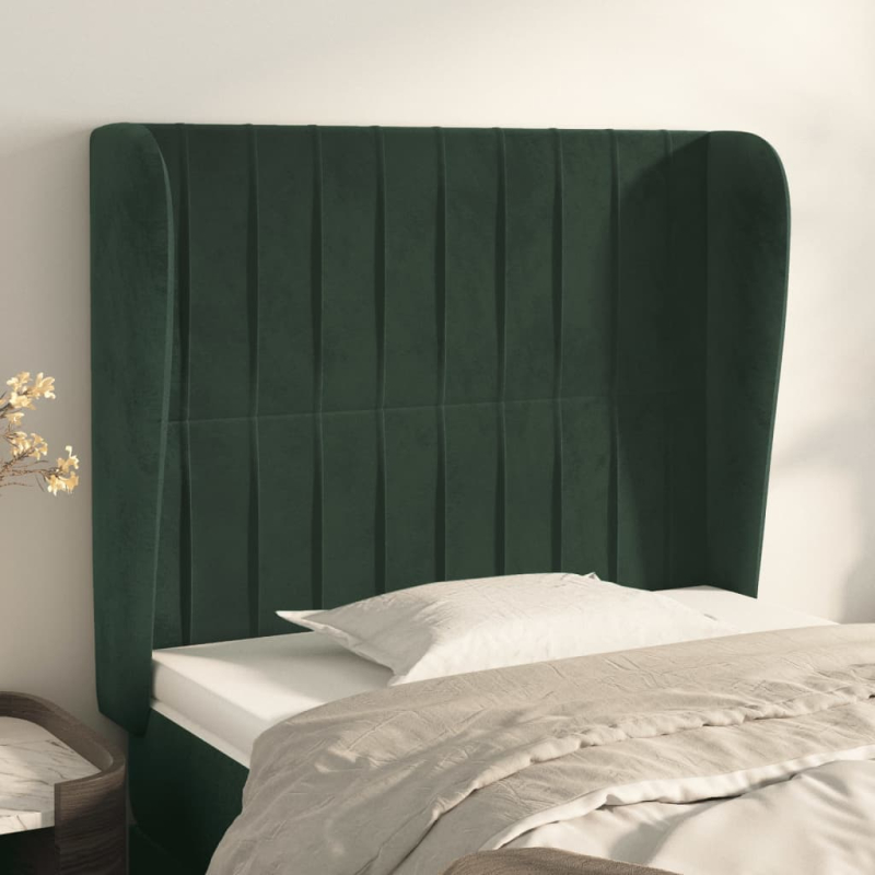 Kopfteil mit Ohren Dunkelgrün 103x23x118/128 cm Samt