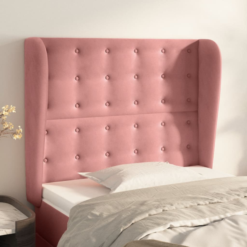 Kopfteil mit Ohren Rosa 83x23x118/128 cm Samt