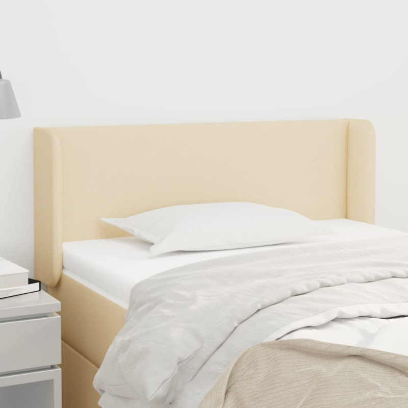 Kopfteil mit Ohren Creme 93x16x78/88 cm Stoff