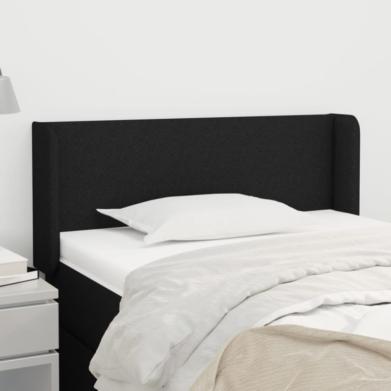 Kopfteil mit Ohren Schwarz 103x16x78/88 cm Stoff