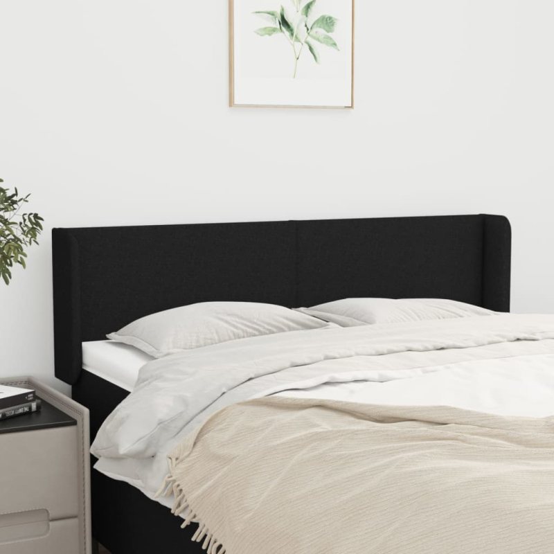 Kopfteil mit Ohren Schwarz 147x16x78/88 cm Stoff