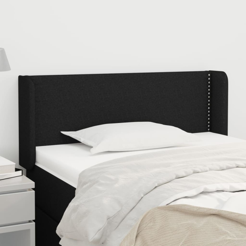 Kopfteil mit Ohren Schwarz 83x16x78/88 cm Stoff