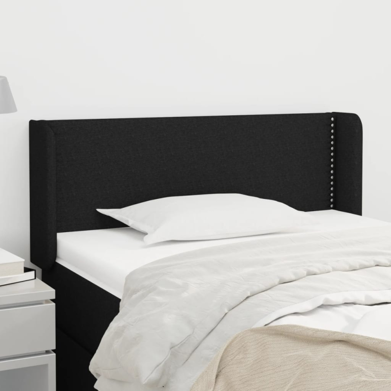 Kopfteil mit Ohren Schwarz 103x16x78/88 cm Stoff