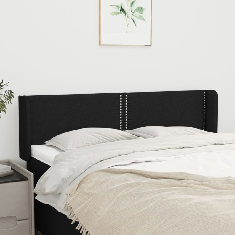 Kopfteil mit Ohren Schwarz 147x16x78/88 cm Stoff
