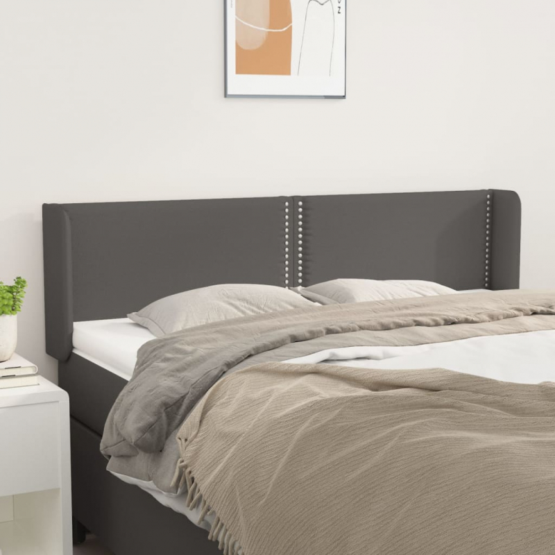 Kopfteil mit Ohren Grau 147x16x78/88 cm Kunstleder
