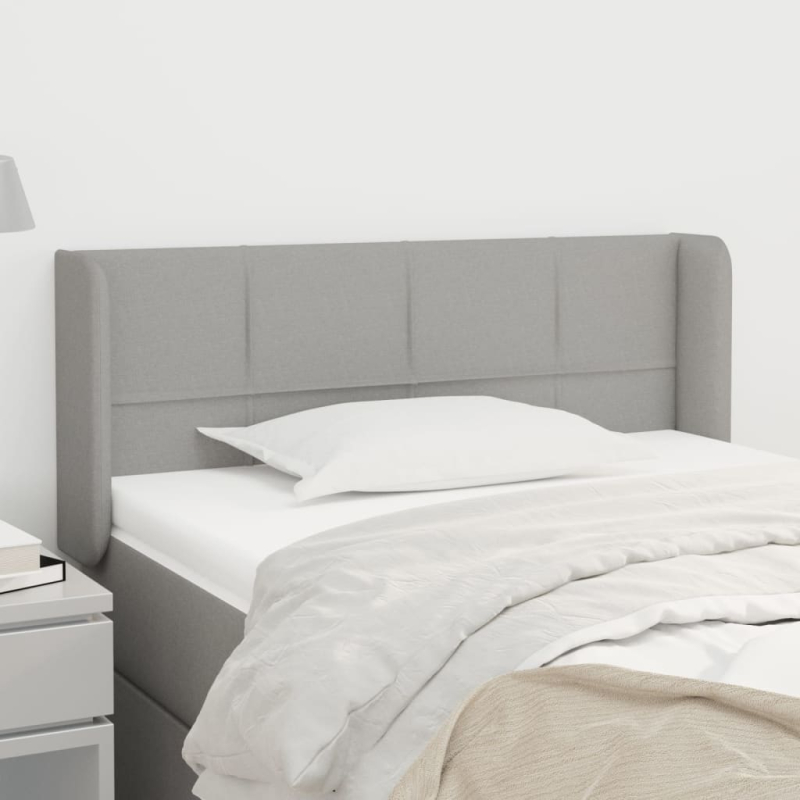 Kopfteil mit Ohren Hellgrau 93x16x78/88 cm Stoff