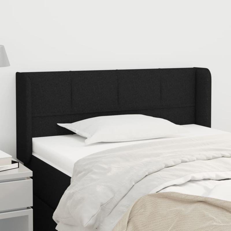 Kopfteil mit Ohren Schwarz 103x16x78/88 cm Stoff