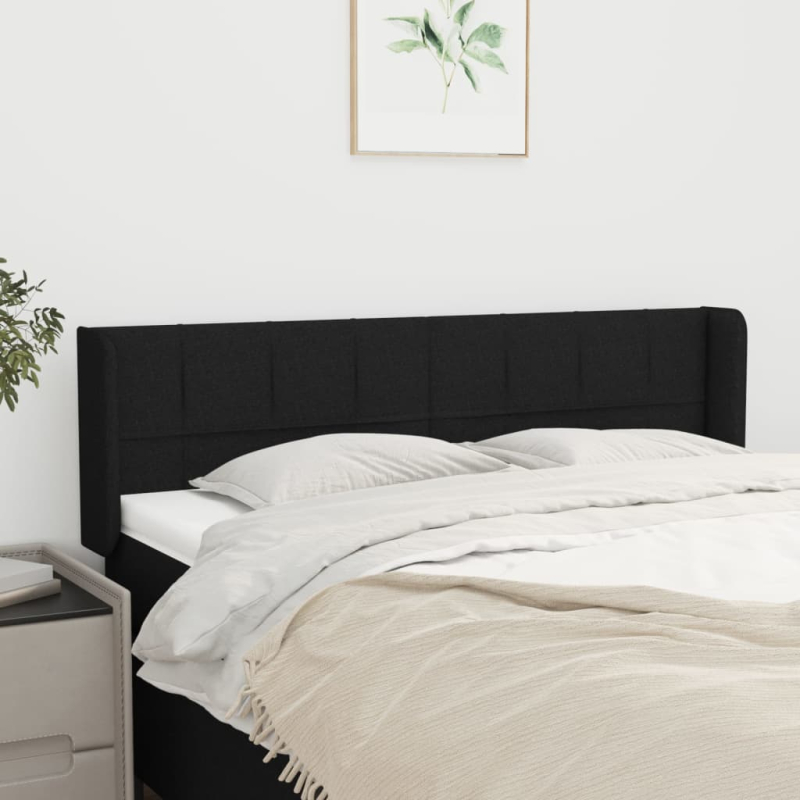 Kopfteil mit Ohren Schwarz 147x16x78/88 cm Stoff