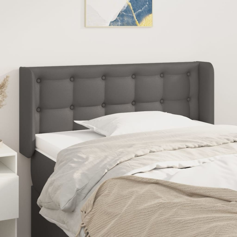 Kopfteil mit Ohren Grau 83x16x78/88 cm Kunstleder
