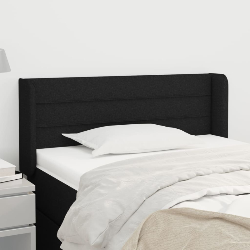Kopfteil mit Ohren Schwarz 103x16x78/88 cm Stoff