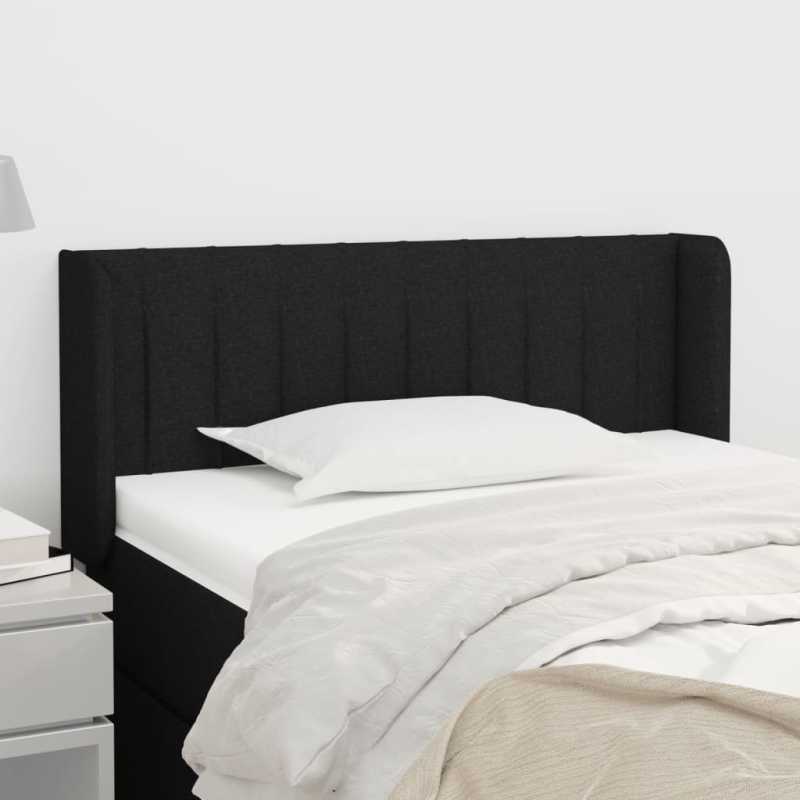 Kopfteil mit Ohren Schwarz 83x16x78/88 cm Stoff
