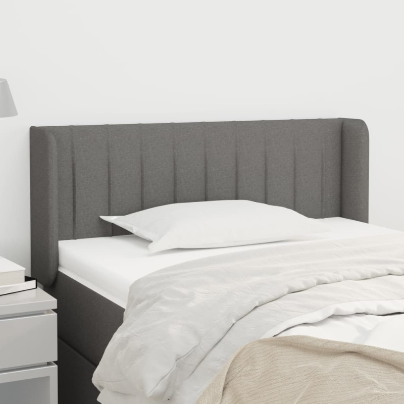 Kopfteil mit Ohren Dunkelgrau 93x16x78/88 cm Stoff