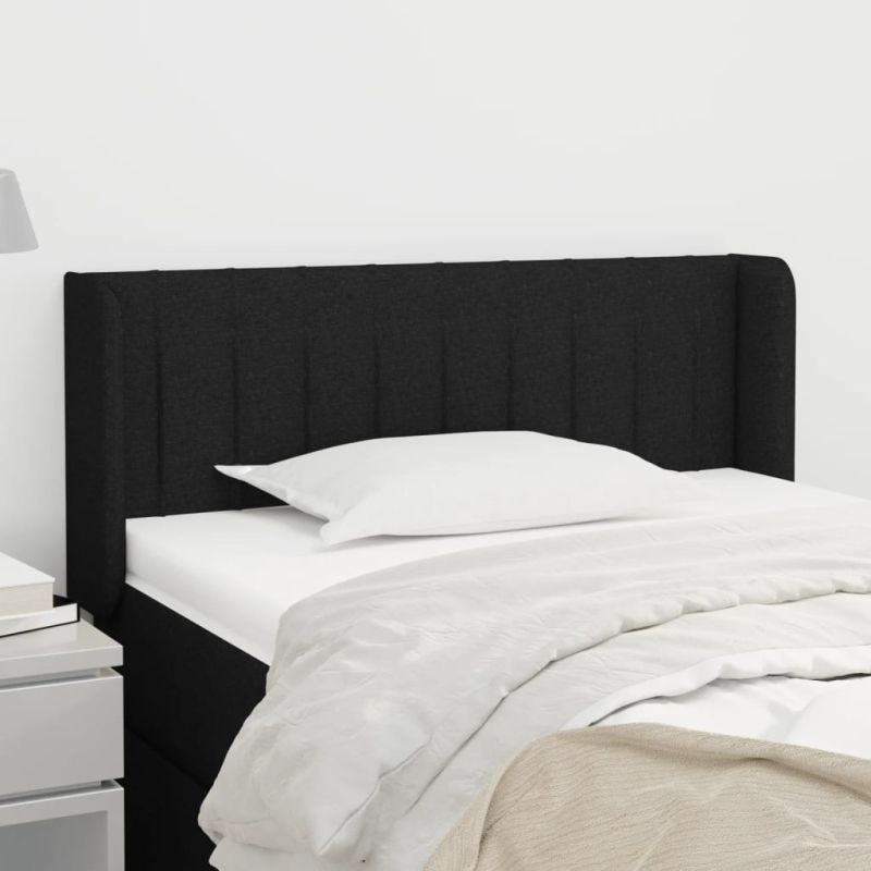 Kopfteil mit Ohren Schwarz 103x16x78/88 cm Stoff