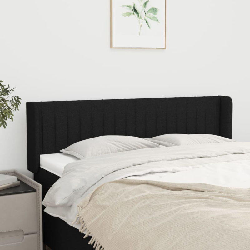 Kopfteil mit Ohren Schwarz 147x16x78/88 cm Stoff
