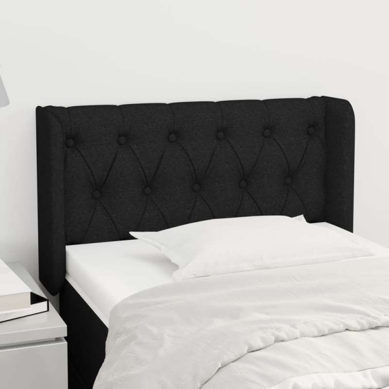 Kopfteil mit Ohren Schwarz 83x16x78/88 cm Stoff
