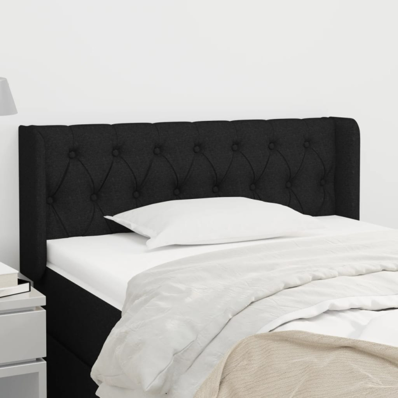 Kopfteil mit Ohren Schwarz 93x16x78/88 cm Stoff
