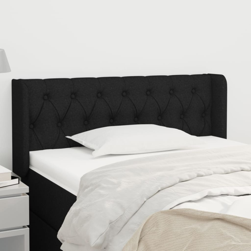 Kopfteil mit Ohren Schwarz 103x16x78/88 cm Stoff