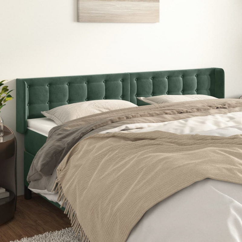 Kopfteil mit Ohren Dunkelgrün 163x16x78/88 cm Samt