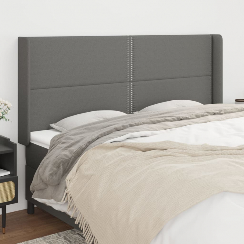 Kopfteil mit Ohren Dunkelgrau 183x16x118/128 cm Stoff
