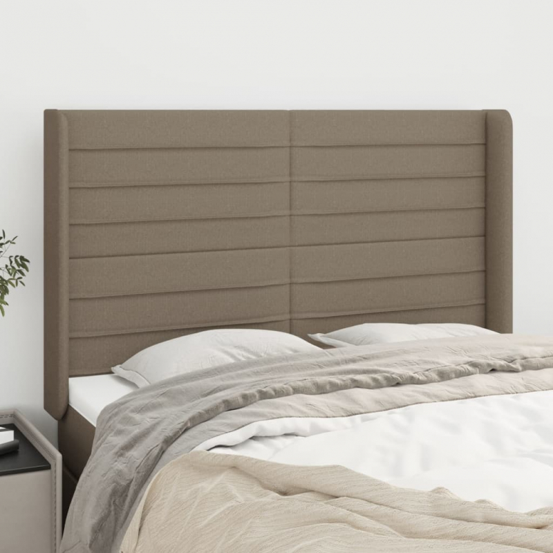 Kopfteil mit Ohren Taupe 147x16x118/128 cm Stoff