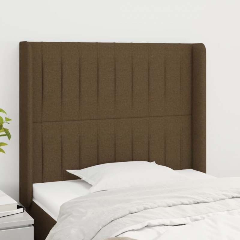 Kopfteil mit Ohren Dunkelbraun 103x16x118/128 cm Stoff