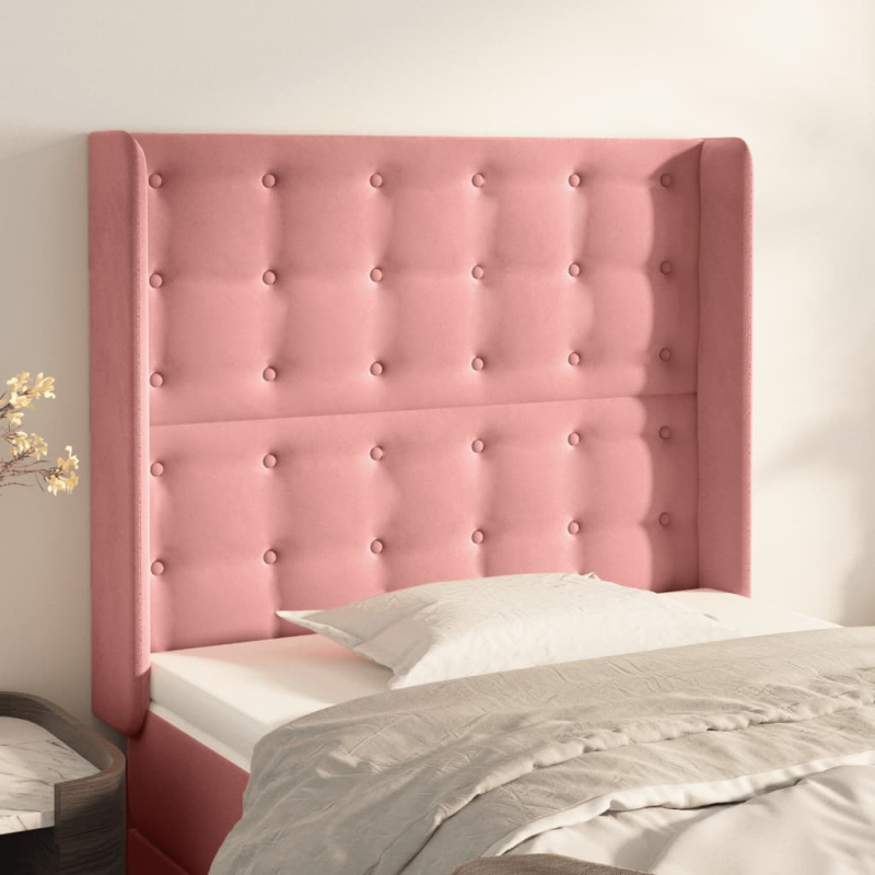 Kopfteil mit Ohren Rosa 83x16x118/128 cm Samt