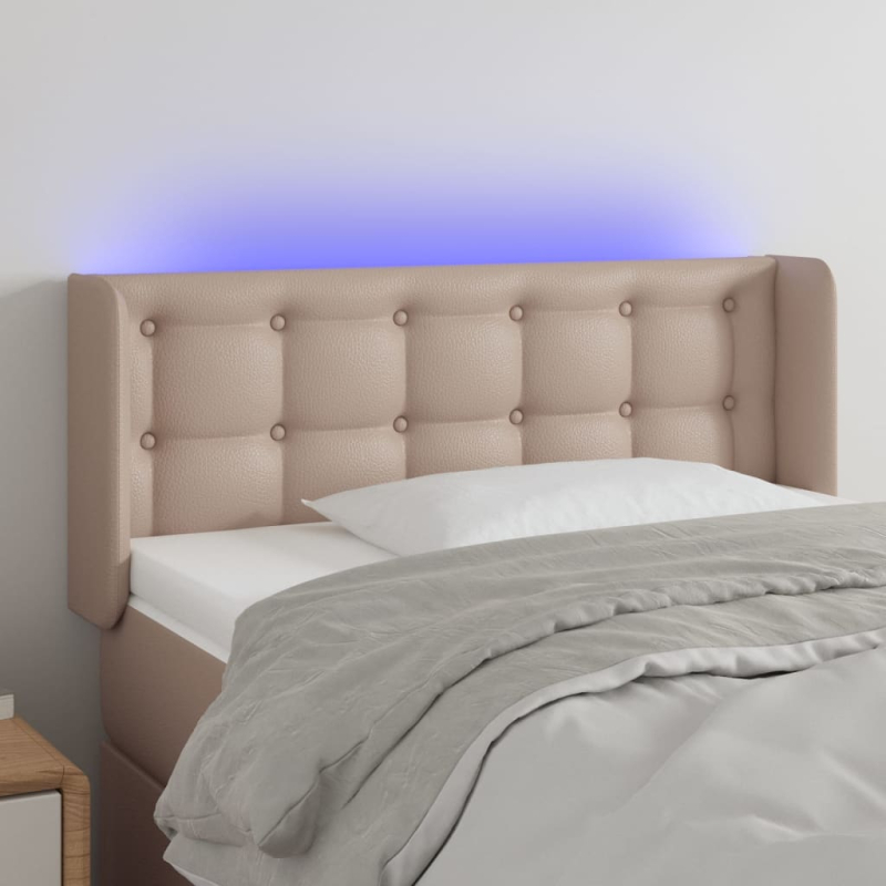 LED Kopfteil Cappuccino-Braun 83x16x78/88 cm Kunstleder