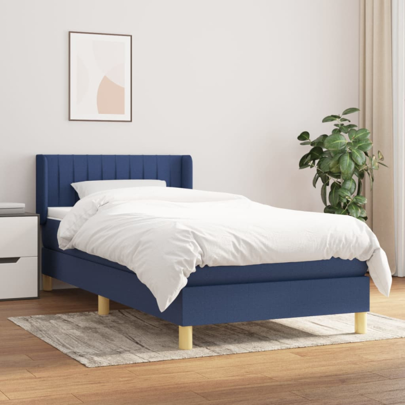 Boxspringbett mit Matratze Blau 90x190 cm Stoff