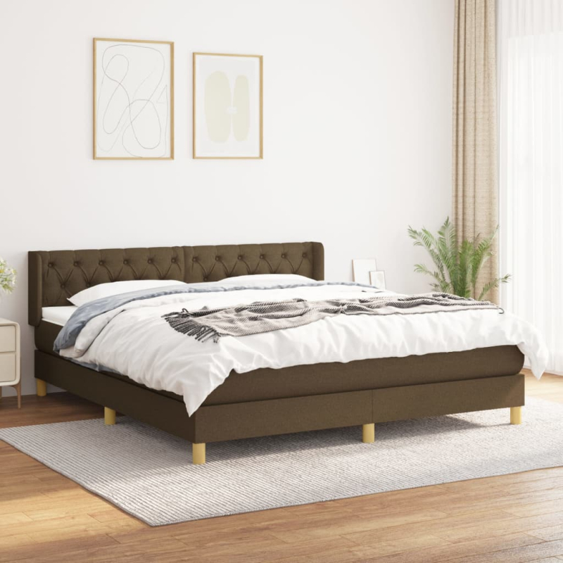 Boxspringbett mit Matratze Dunkelbraun 160x200 cm Stoff