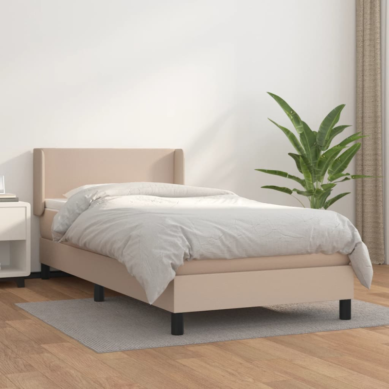 Boxspringbett mit Matratze Cappuccino-Braun 90x190cm Kunstleder