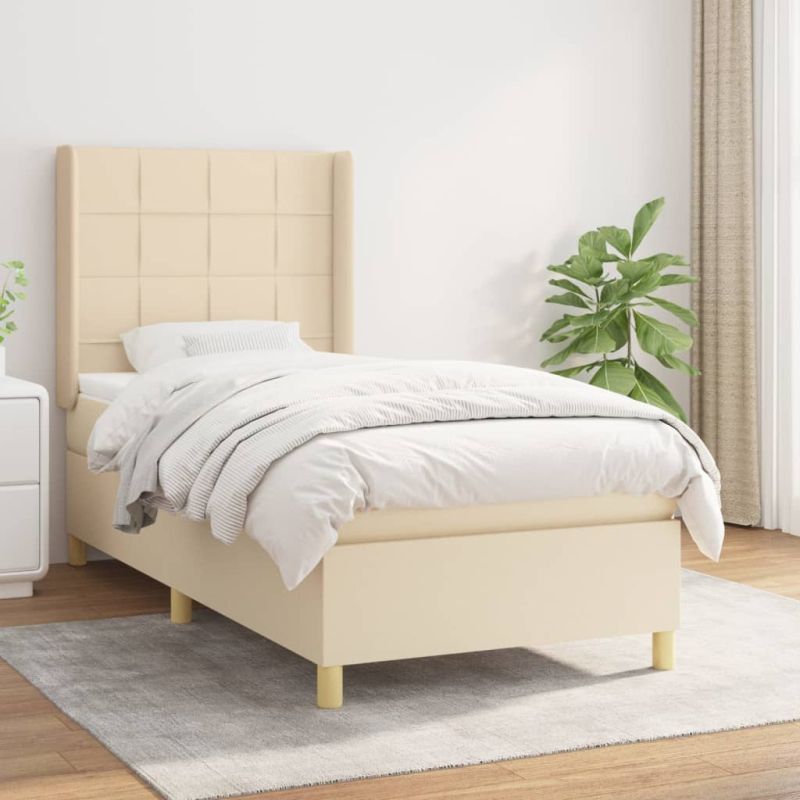 Boxspringbett mit Matratze Creme 100x200 cm Stoff