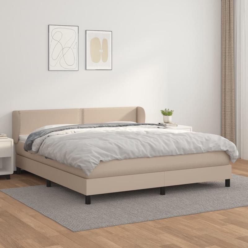 Boxspringbett Matratze Cappuccino-Braun 180x200 cm Kunstleder