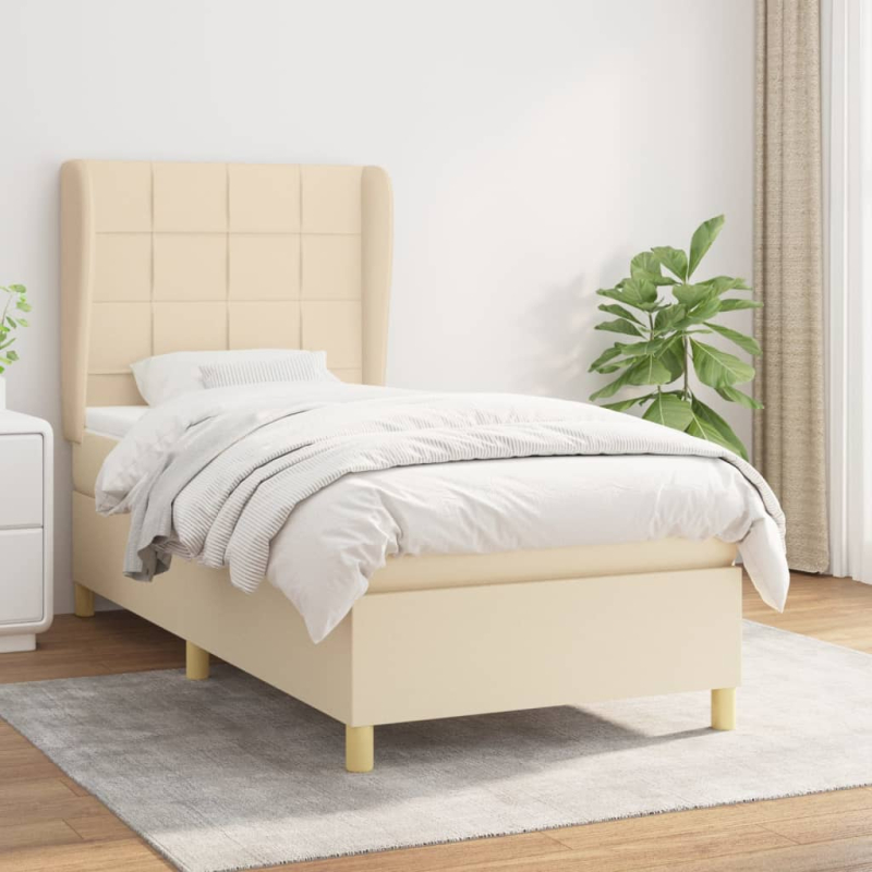 Boxspringbett mit Matratze Creme 100x200 cm Stoff