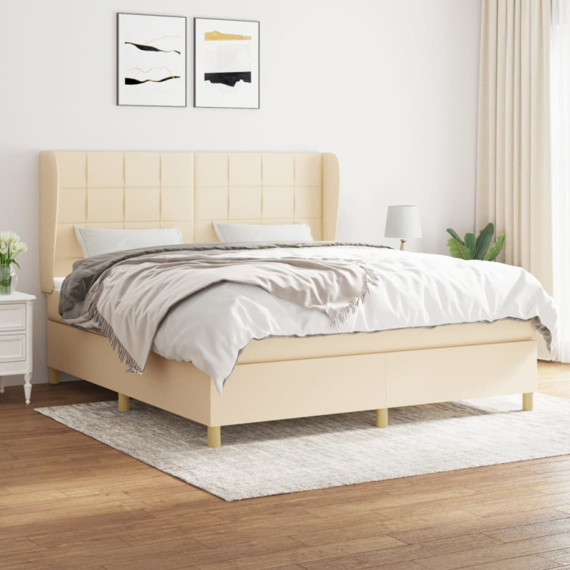 Boxspringbett mit Matratze Creme 180x200 cm Stoff