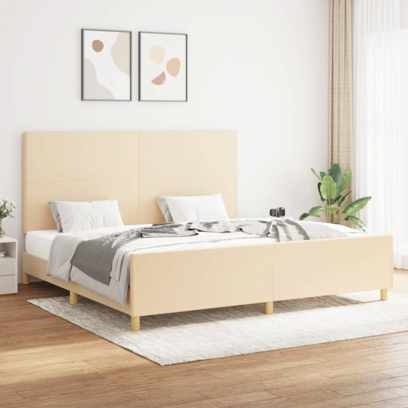 Bettgestell ohne Matratze Creme 200x200 cm Stoff