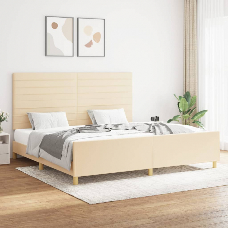 Bettgestell ohne Matratze Creme 200x200 cm Stoff