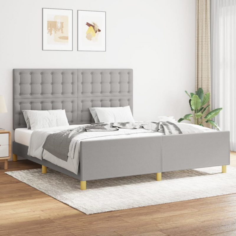 Bettgestell mit Kopfteil Hellgrau 180x200 cm Stoff