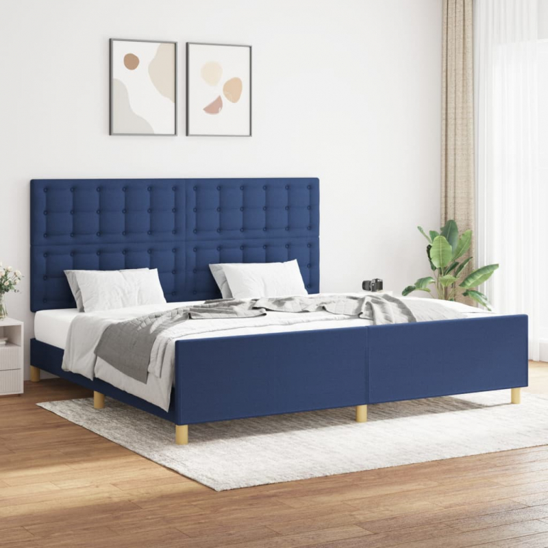 Bettgestell ohne Matratze Blau 200x200 cm Stoff