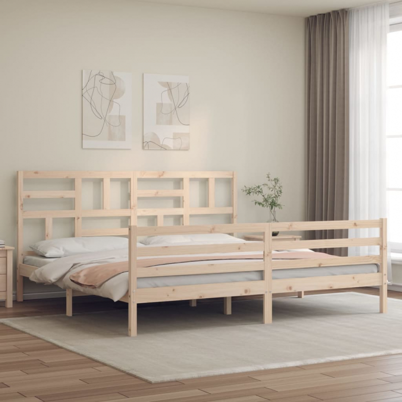 Massivholzbett mit Kopfteil 200x200 cm