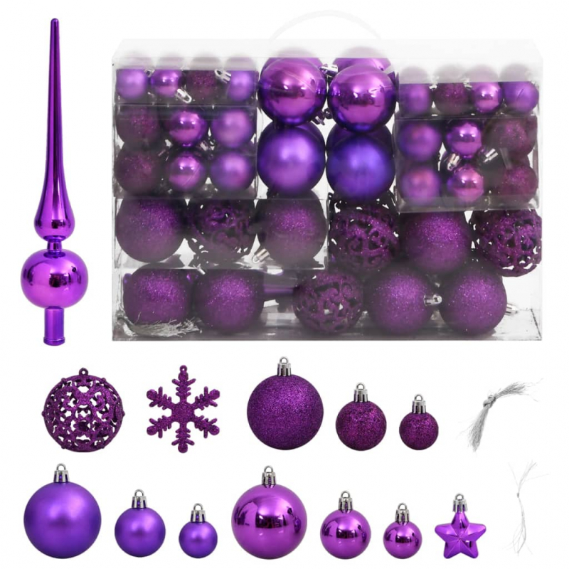111-tlg. Weihnachtskugel-Set Lila Polystyrol
