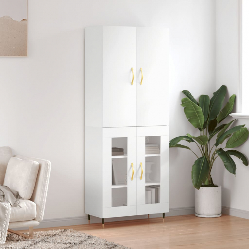 Highboard Weiß 69,5x34x180 cm Holzwerkstoff