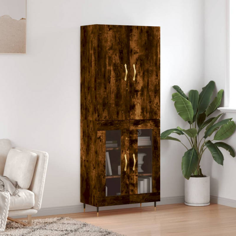 Highboard Räuchereiche 69,5x34x180 cm Holzwerkstoff
