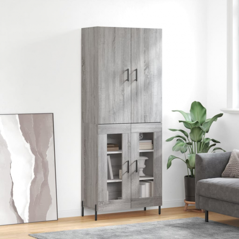 Highboard Grau Sonoma 69,5x34x180 cm Holzwerkstoff